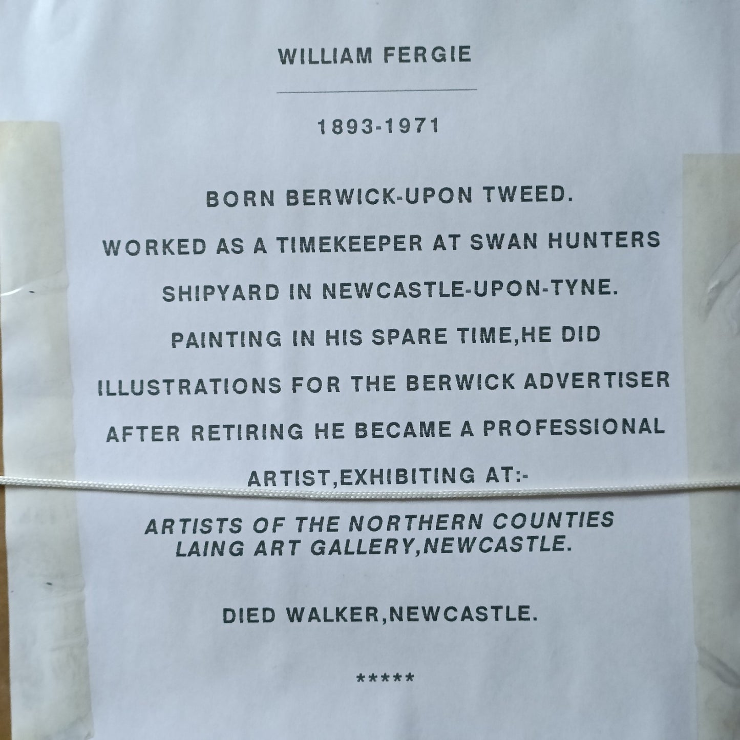 WILLIAM FERGIE (1893-1971) Framed Original Watercolour- A Northumberland Village