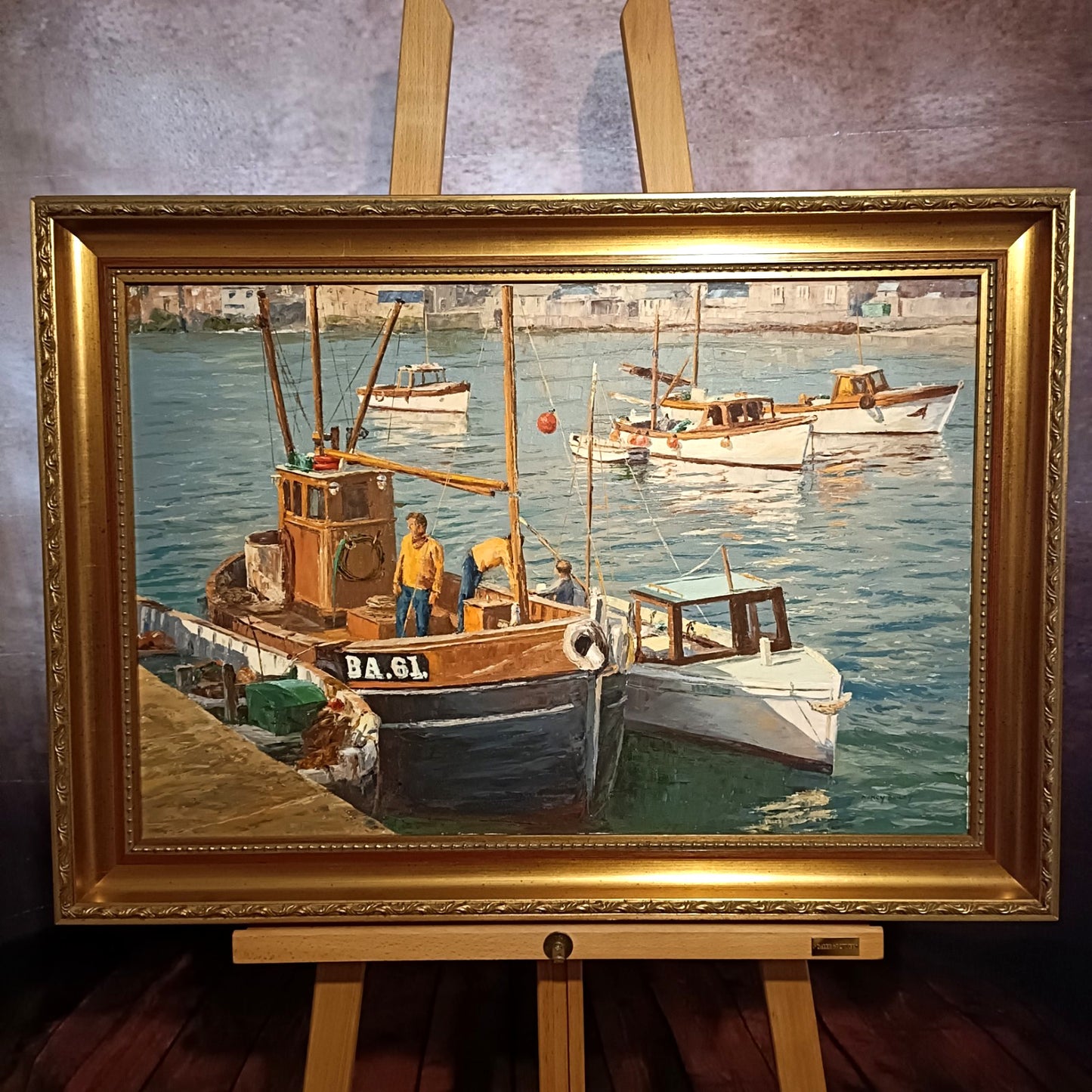 NANCY BAILEY (1913-2012) Framed Original Oil on Canvas "Fishing Boats St Ives"