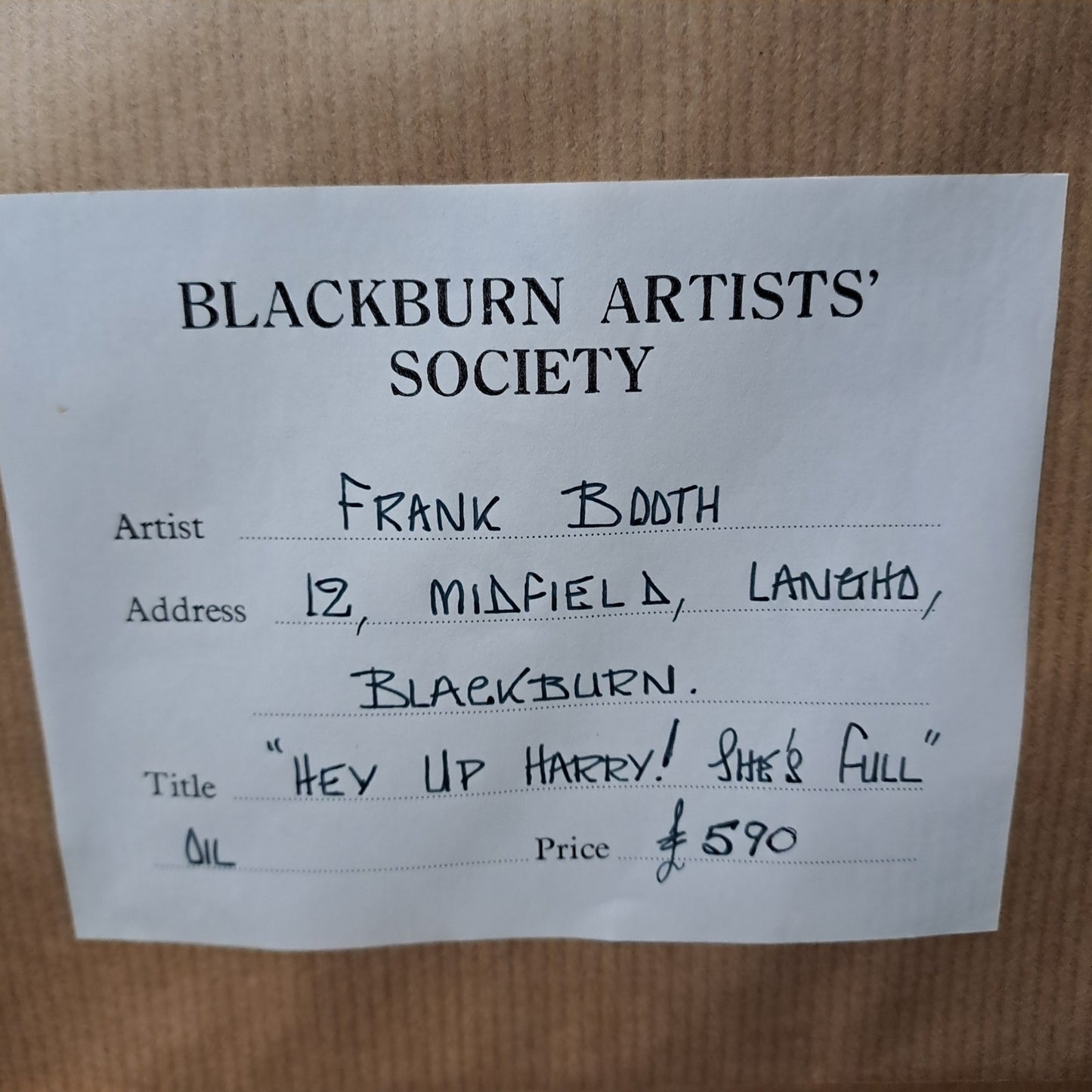 FRANK BOOTH Signed, Framed Original Oil Painting "Hey up Harry! She's Full"