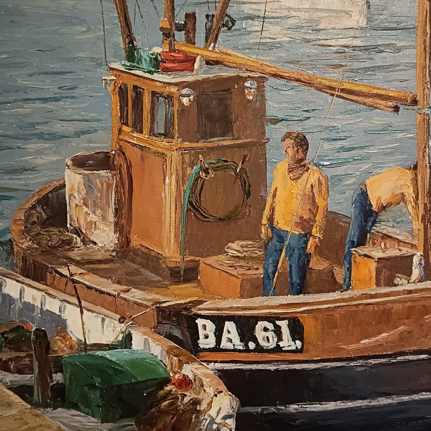 NANCY BAILEY (1913-2012) Framed Original Oil on Canvas "Fishing Boats St Ives"