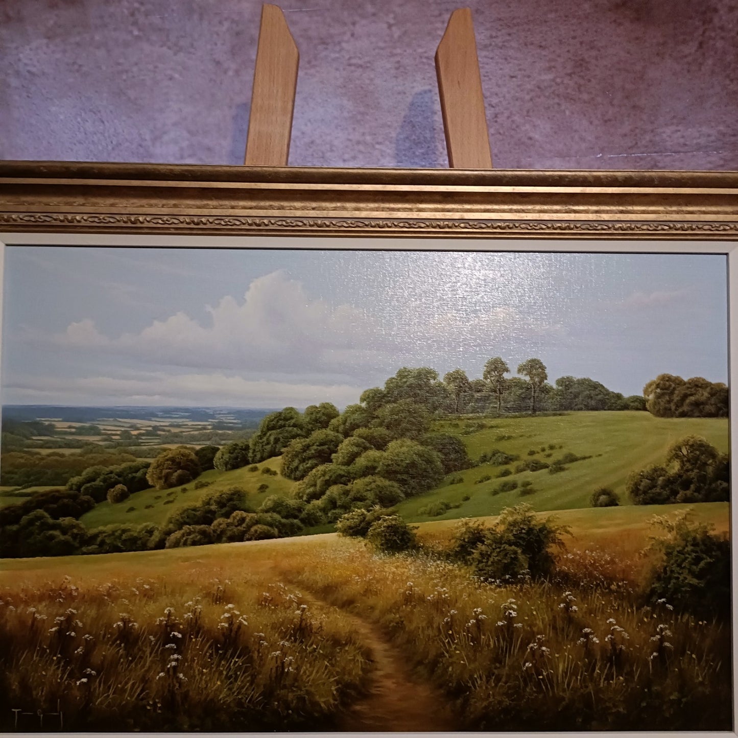 TERENCE GRUNDY (1956-2023) Framed Oil Painting "Walk on the Downs"