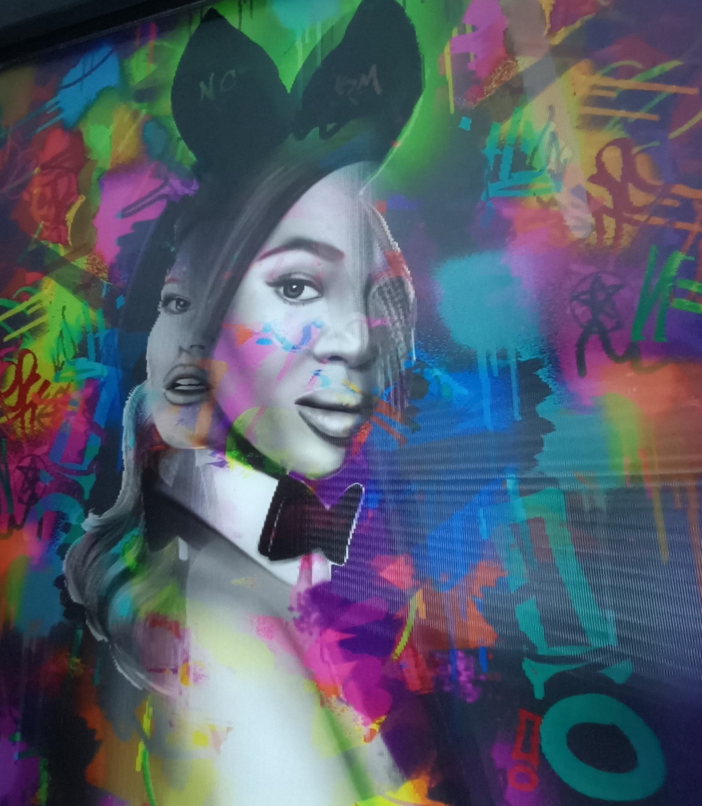 DAN PEARCE Original Lenticular Mixed Media art titled "Girls Just Wanna Have Fun" featuring vibrant colorful imagery