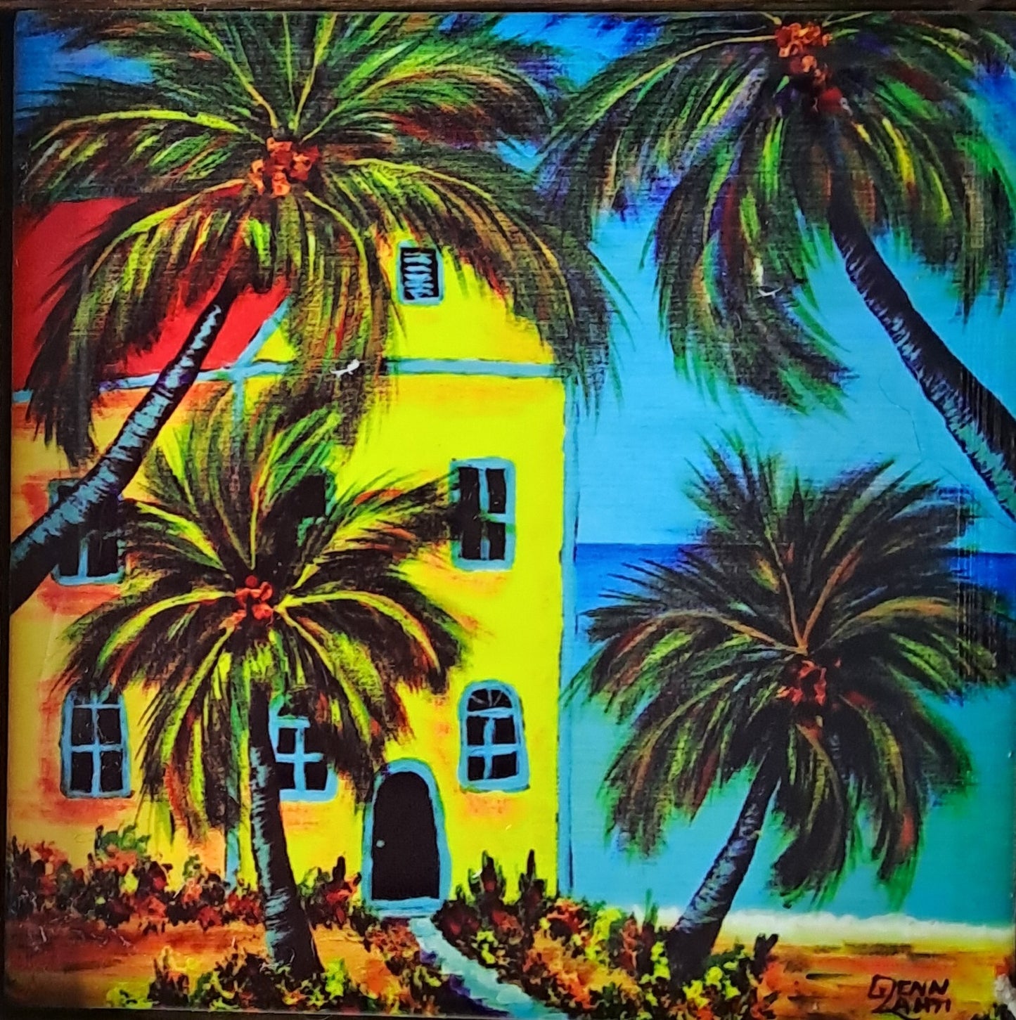 Lobster Trap Art GLENN LAHTI  Framed “Key Largo Beach House” Tile Print