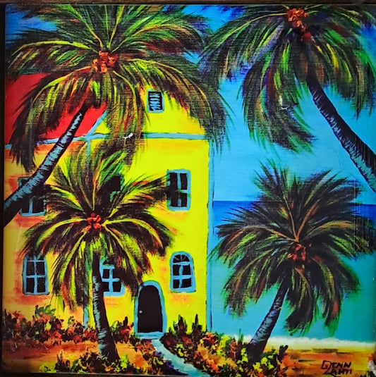 Lobster Trap Art GLENN LAHTI  Framed “Key Largo Beach House” Tile Print