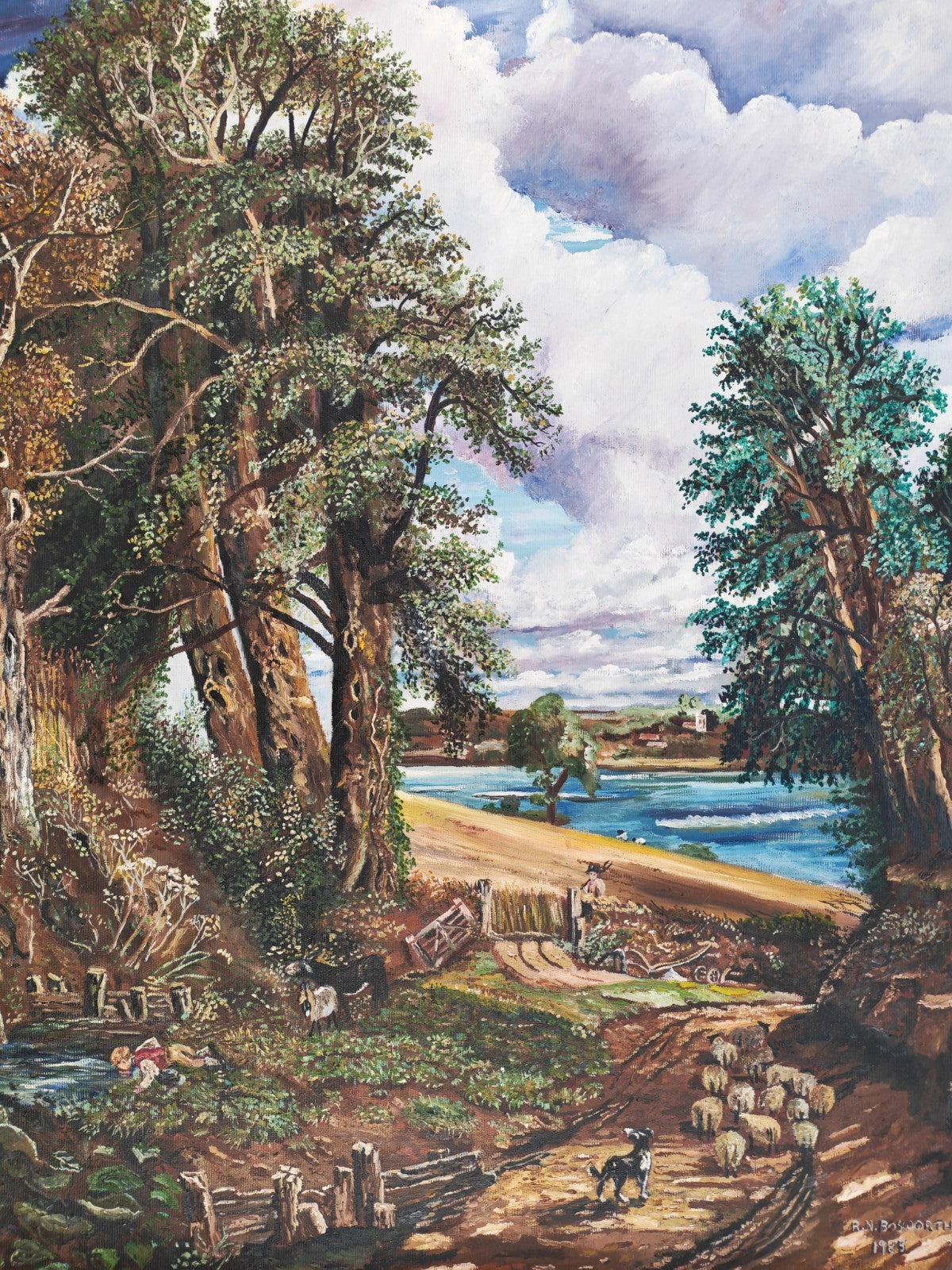 RN BOSWORTH After JOHN CONSTABLE Oil Painting Copy of "The Cornfield"