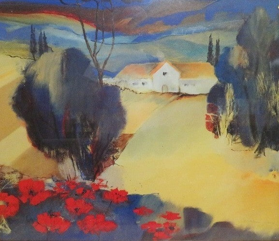 JULIANE JAHN Large Lithograph Print "Italien Poppies II"