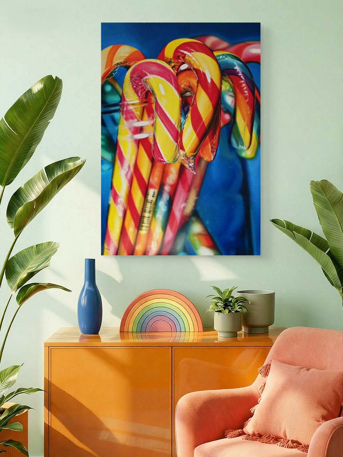 SARAH GRAHAM Signed Limited Edition Canvas "Candy Canes" 63/95