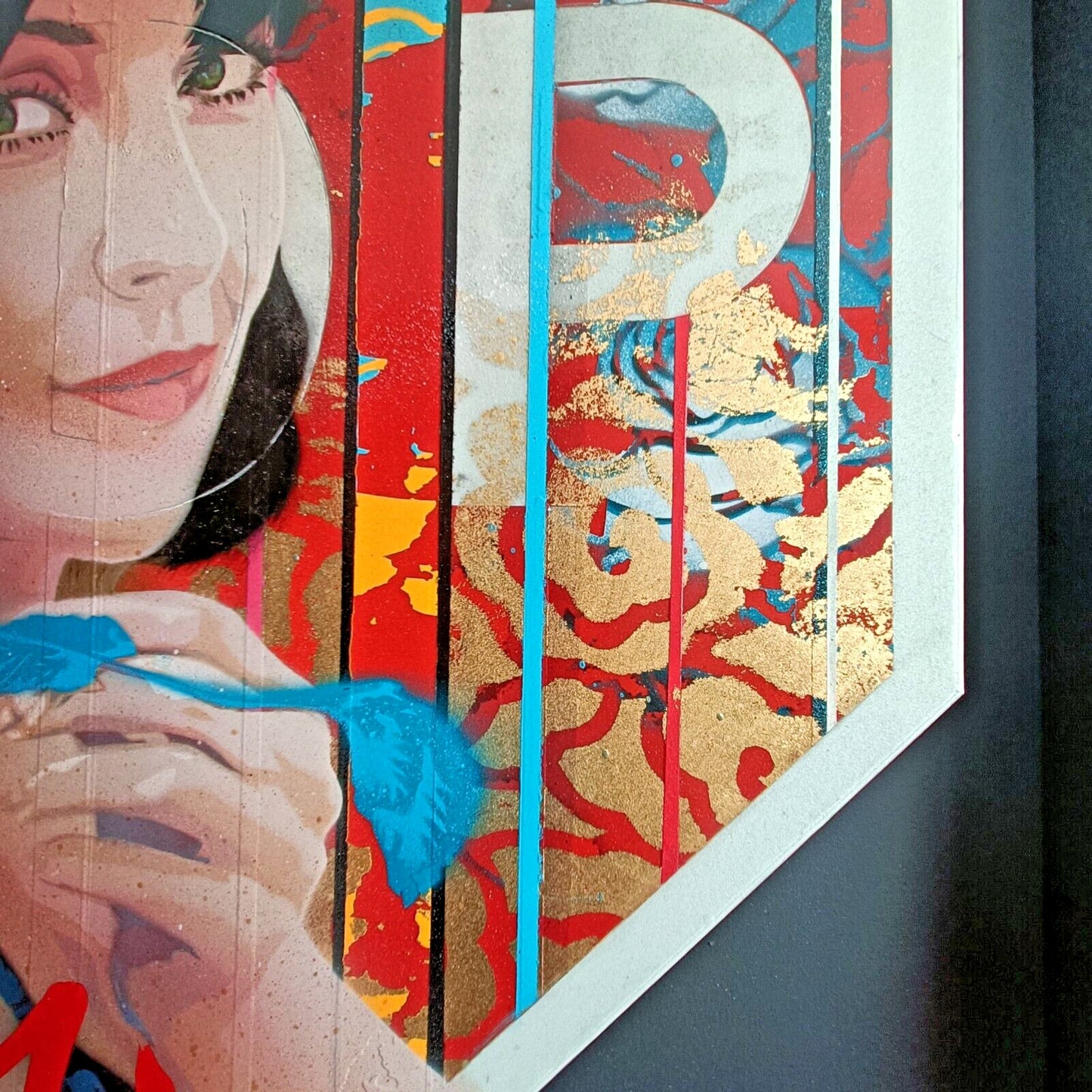 TROIKA Original Mixed Media on Metal STOP sign, "Stop and Stare"