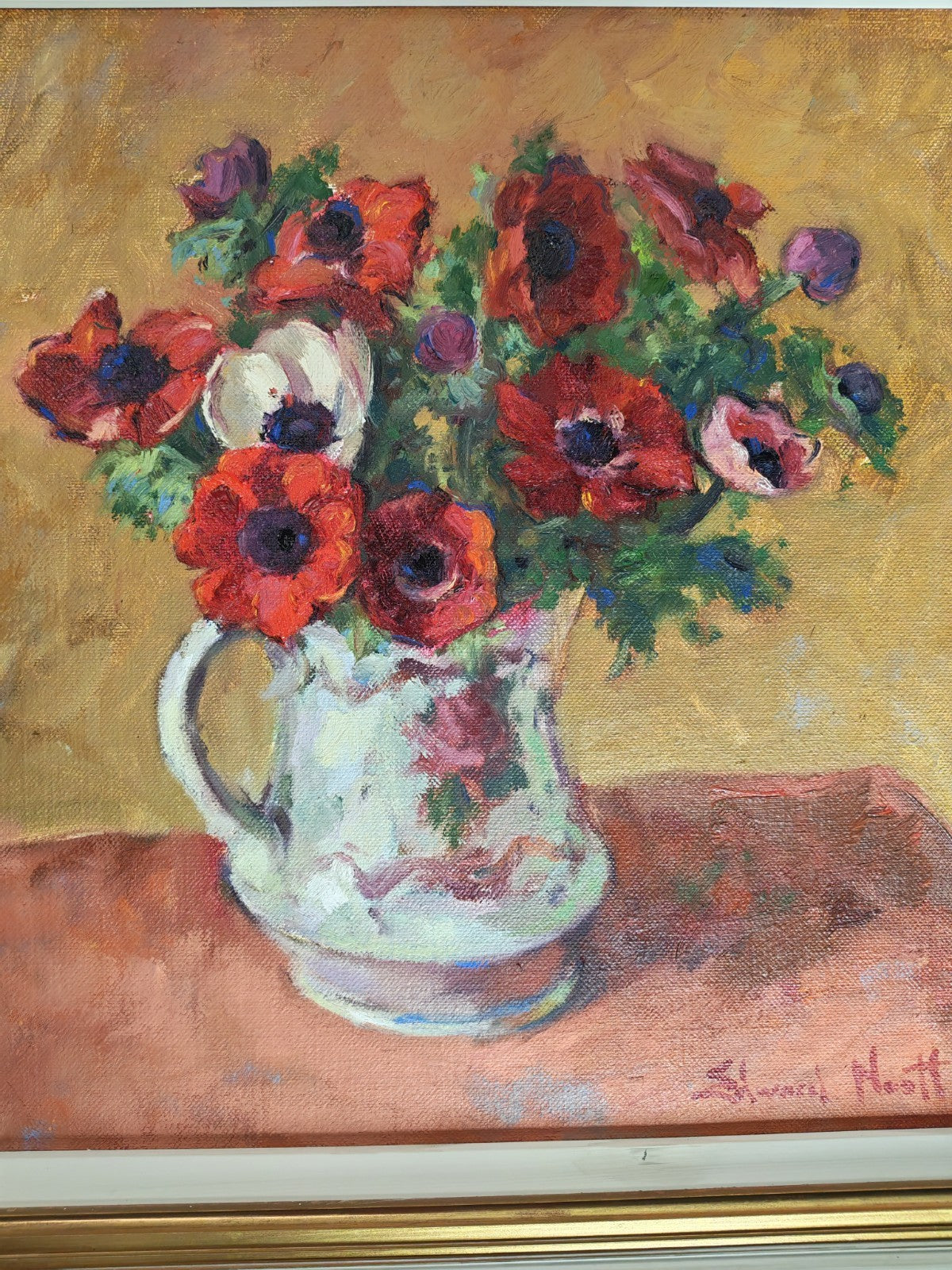 EDWARD NOOTT (B.1963) "Anemones" Framed Original Painting on Canvas