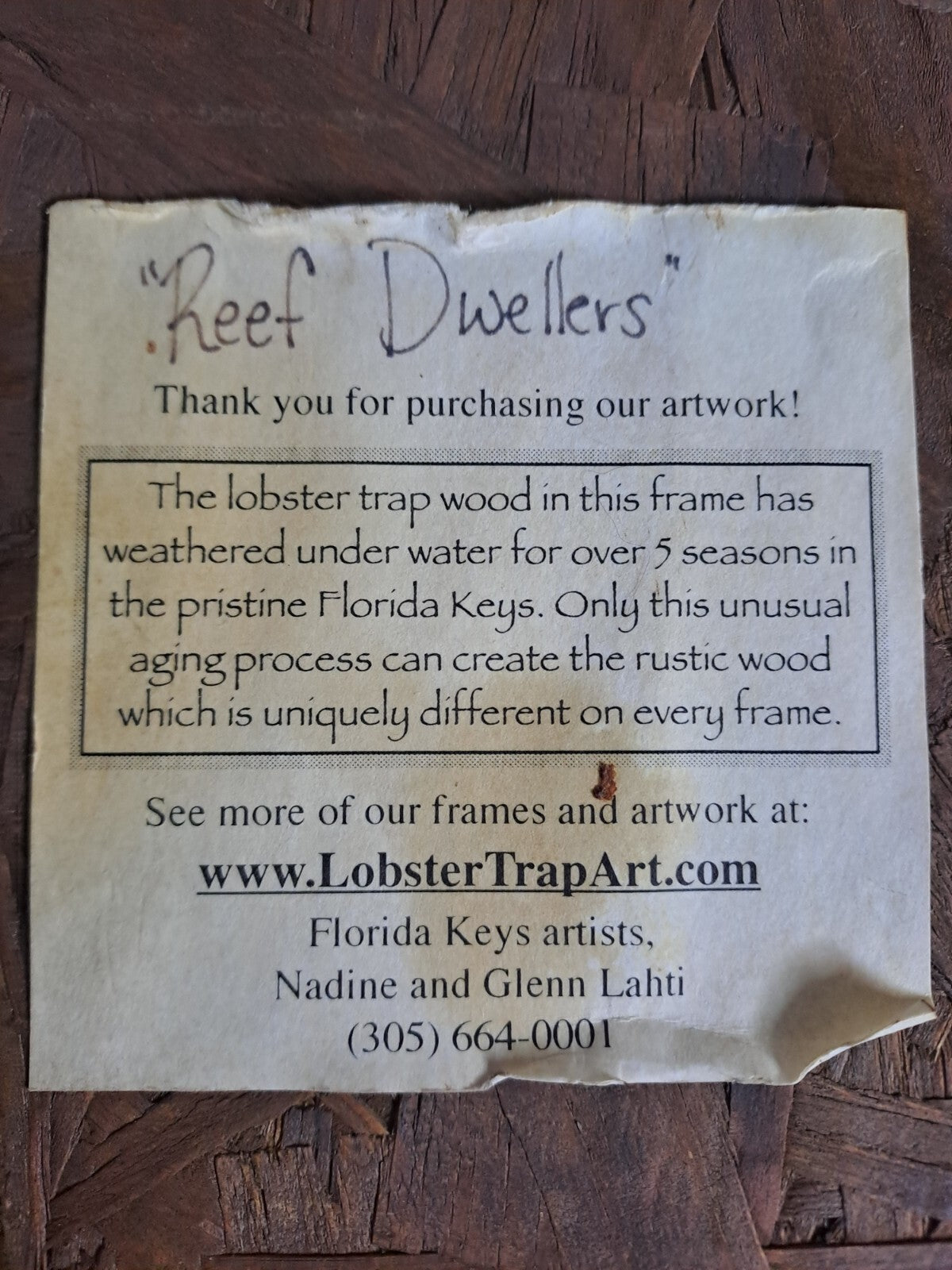 Lobster Trap Art NADINE and GLENN LAHTI 4 Tile Prints Framed “Reef Dwellers”