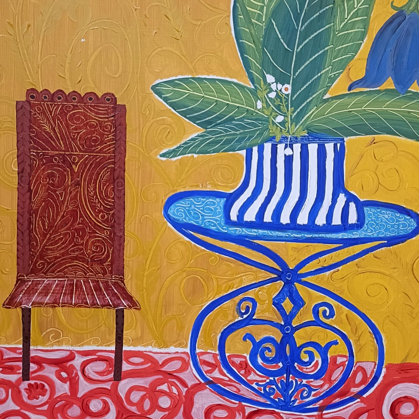 LEWIS MITCHELL (b.1938) Original Oil Painting on Board "Pauline's Flowers"