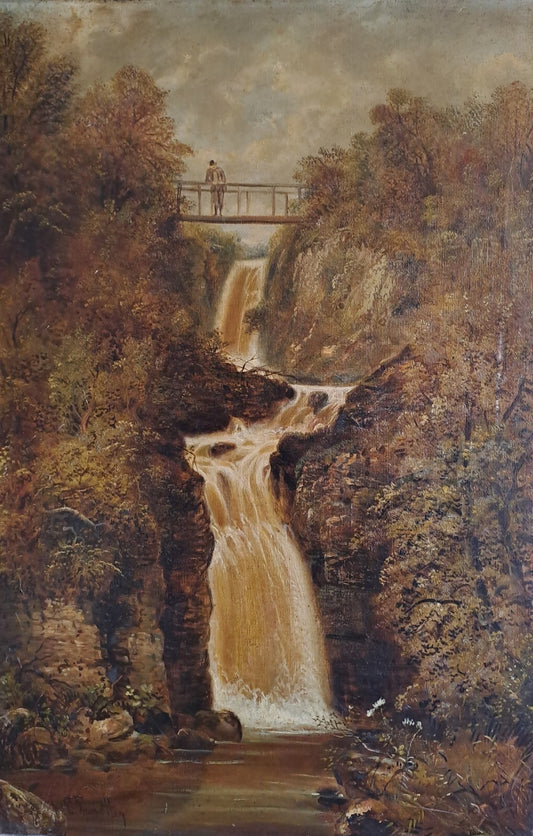EDWARD PRIESTLEY 19th Century  Original Oil Painting "Glen Meay" Isle of Man