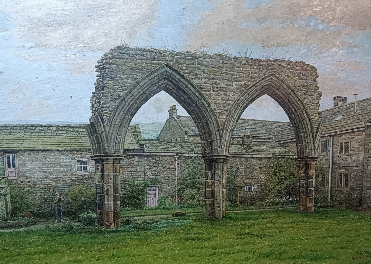 ALAN HOLTBY BROWN Original Oil Painting on board "Coverdale Abbey, Yorkshire"