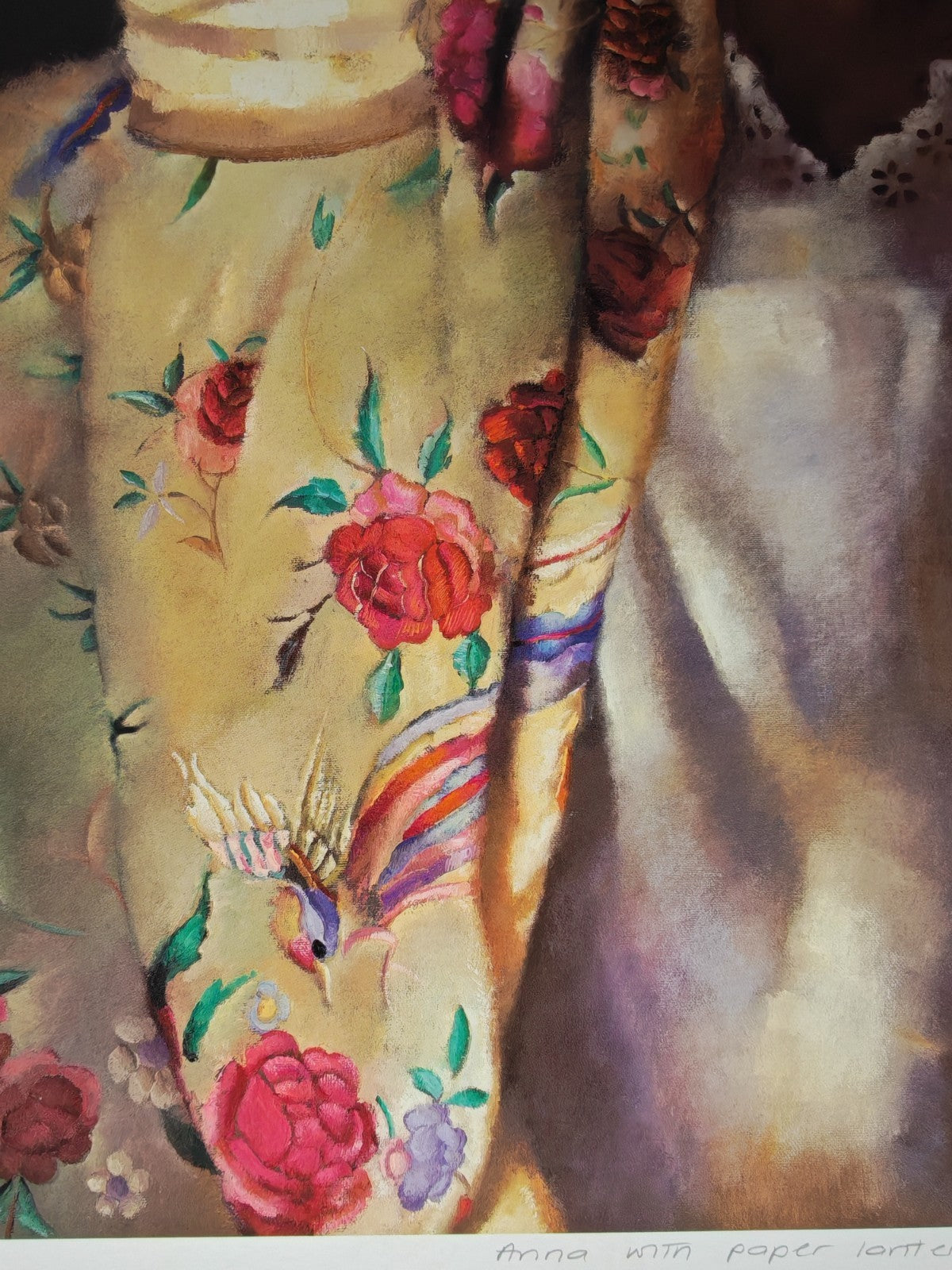 Signed limited edition art print "Anna With Paper Lanterns" by Robert Lenkiewicz, numbered 31 of 500, featuring vibrant paper lanterns.