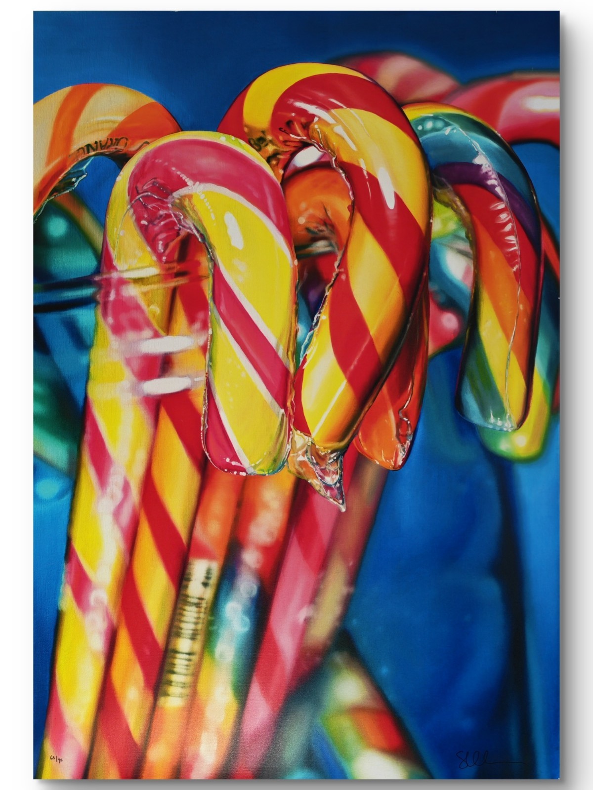 SARAH GRAHAM Signed Limited Edition Canvas "Candy Canes" 63/95