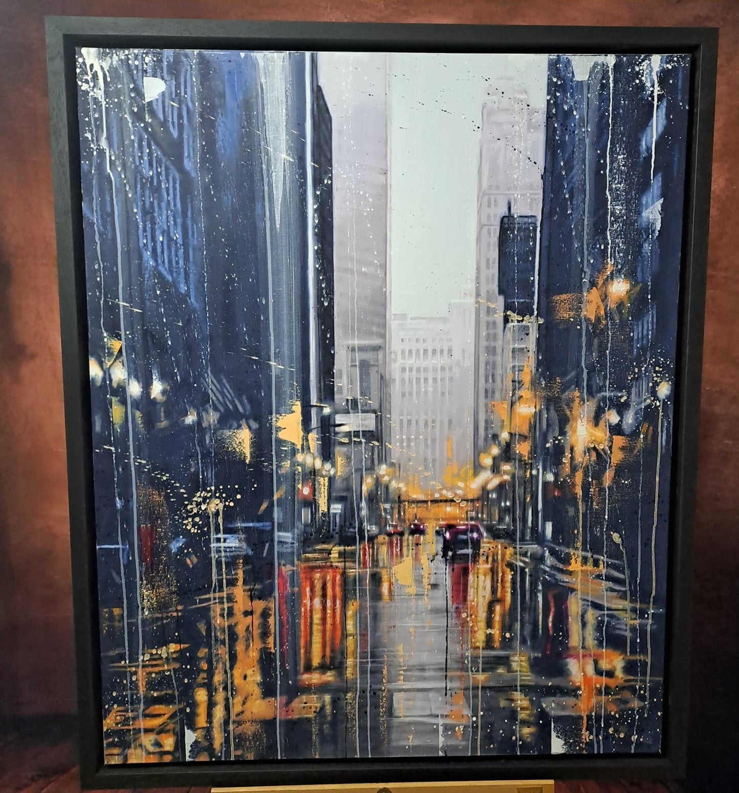 KRIS HARDY (b.1978) Original Framed Oil Painting on Canvas "NY City Lights"
