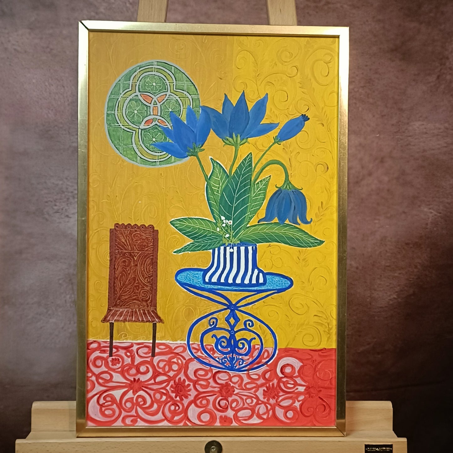 LEWIS MITCHELL (b.1938) Original Oil Painting on Board "Pauline's Flowers"