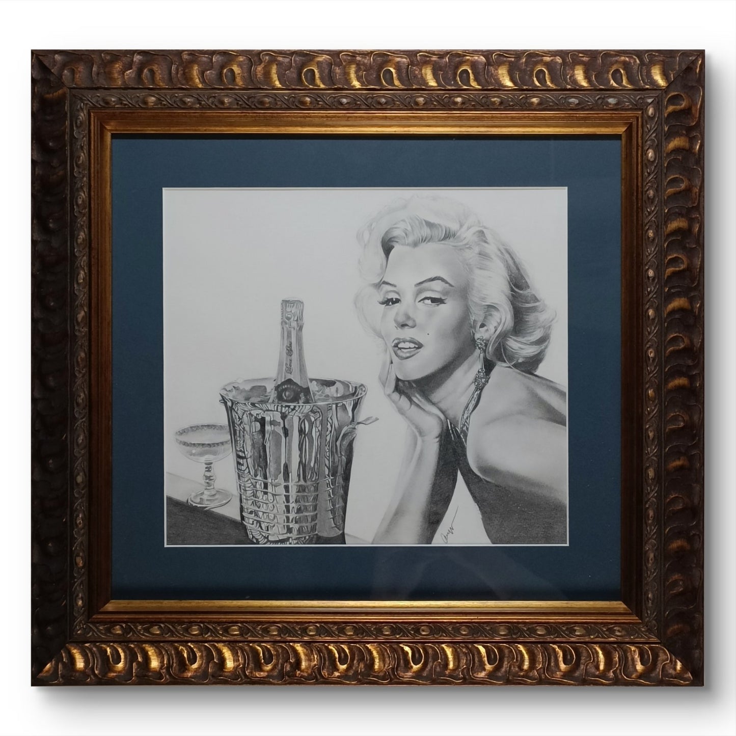 Signed Original Pencil Drawing of Marilyn Monroe