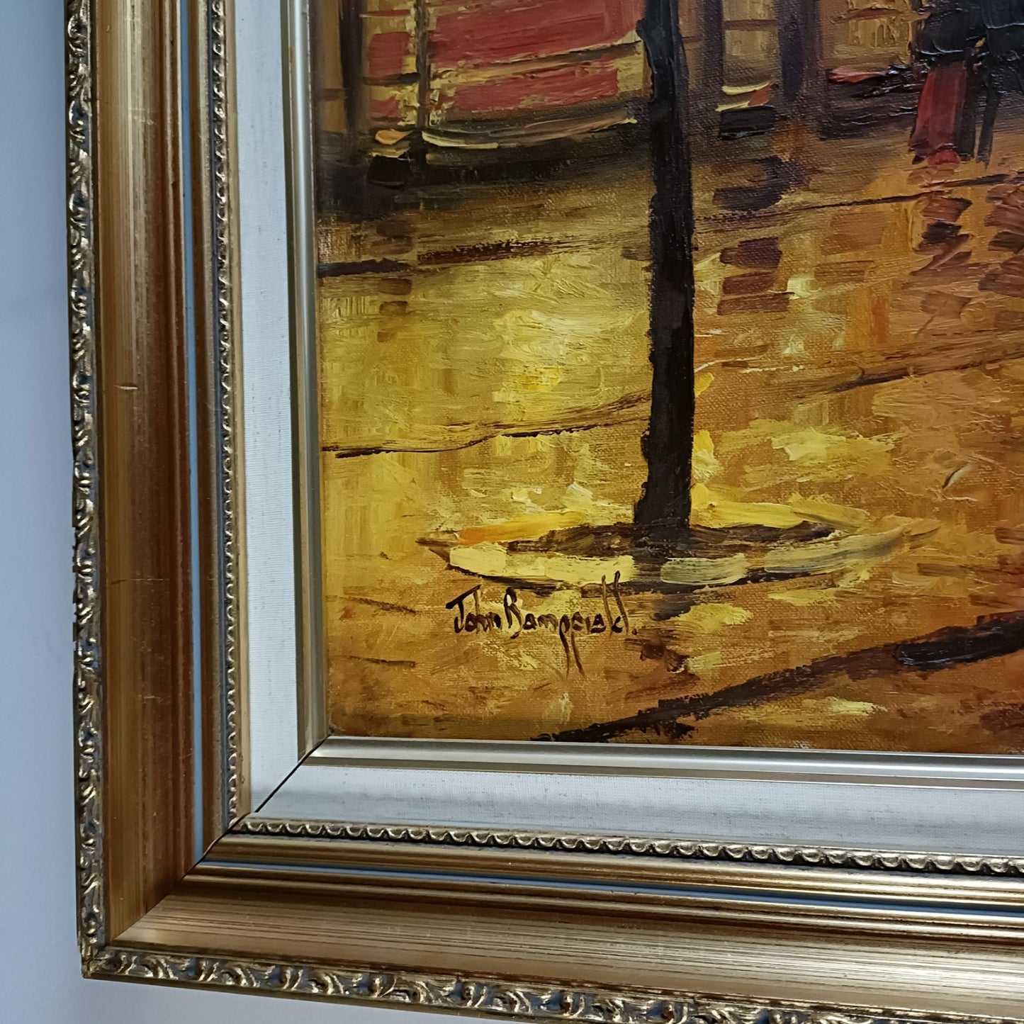 John Bampfield Framed Signed Original Oil Painting - Evening Street Scene