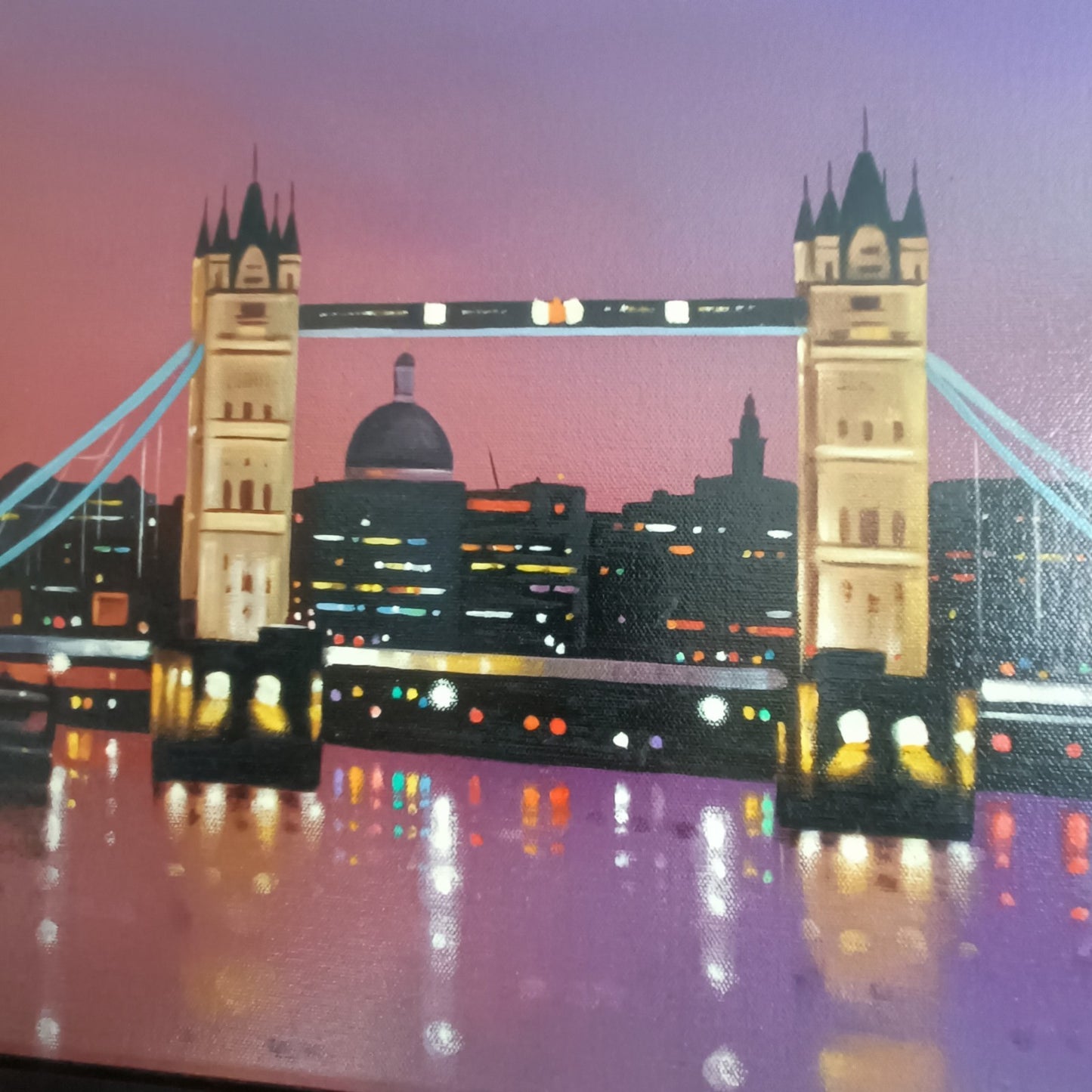Signed limited edition Neil Dawson print "Twilight at Tower Bridge," numbered 48 of 150, by Curated Treasures.
