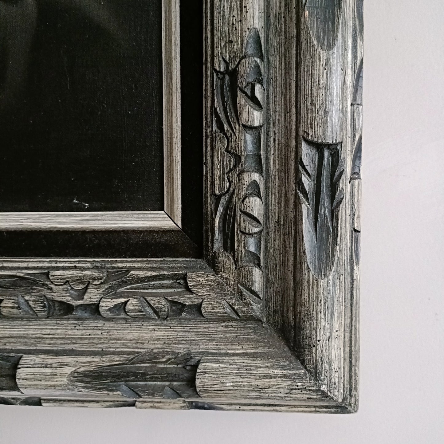 Original oil on canvas by SOLOMAN LESKI featuring a black and grey framed portrait of a rabbi, curated treasure art piece.