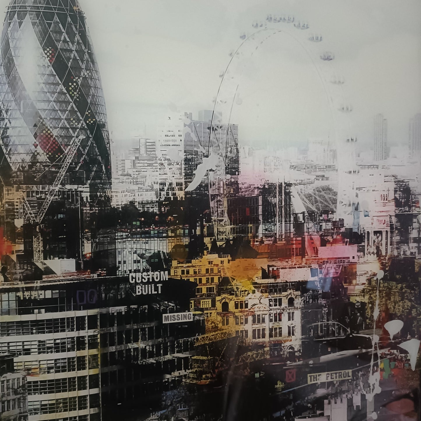 PACO RAPHAEL Huge Framed, Signed Original Mixed Media "London Sky"