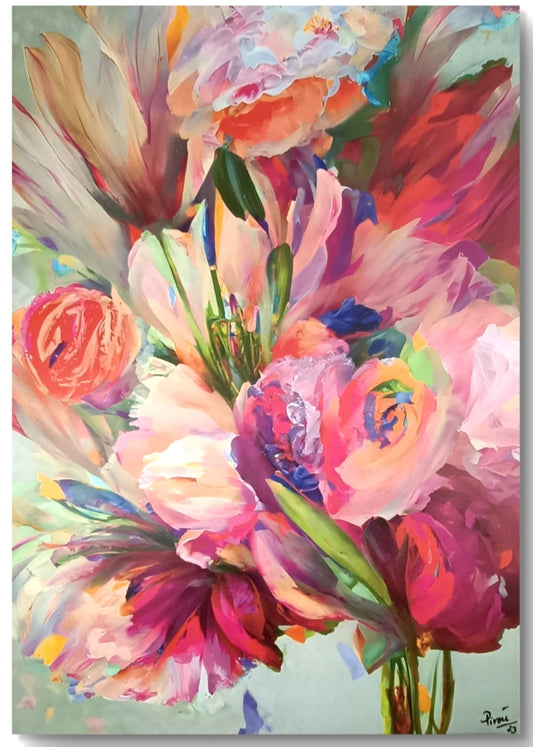 Large signed canvas print of Peter "Pirou" Koenig by Curated Treasures, featuring vibrant artwork and signature details.