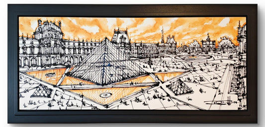 INGO "Au Coeur de Louvre" Large Signed Framed Original Mixed Media on Canvas