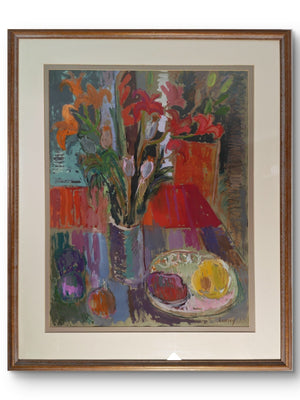 JOHN LIVESEY (1926-1990) "Still Life" Signed Framed Original Pastel