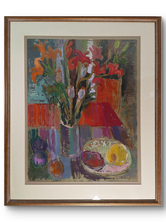JOHN LIVESEY (1926-1990) "Still Life" Signed Framed Original Pastel