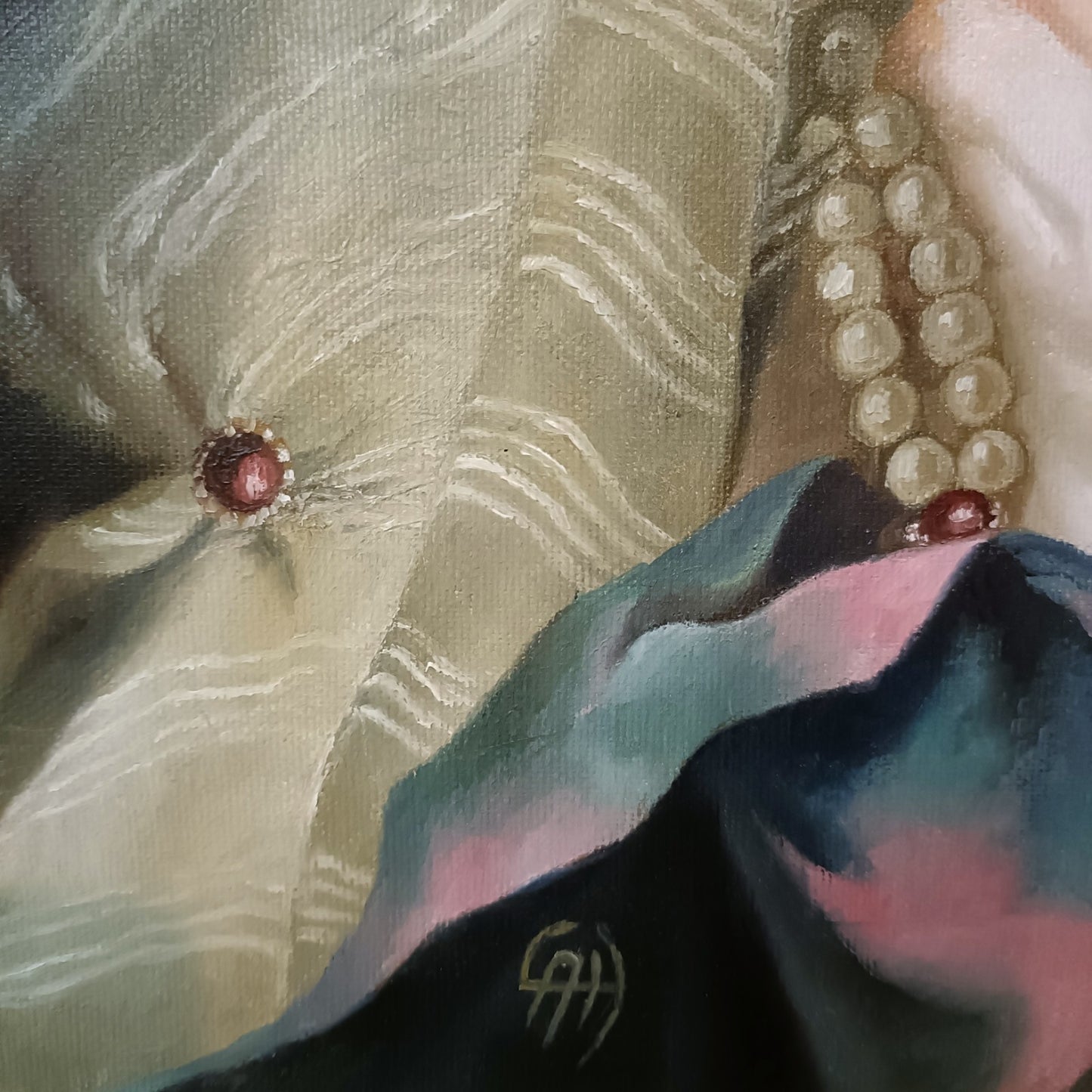 Framed Oil Painting "Manon Balletti" Reproduction after Jean-Marc Nattier