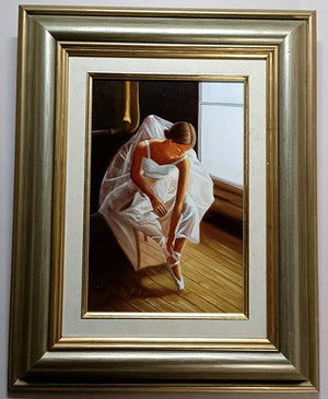 MARISA MALLOL Framed Signed Oil Painting - Ballerina by the window