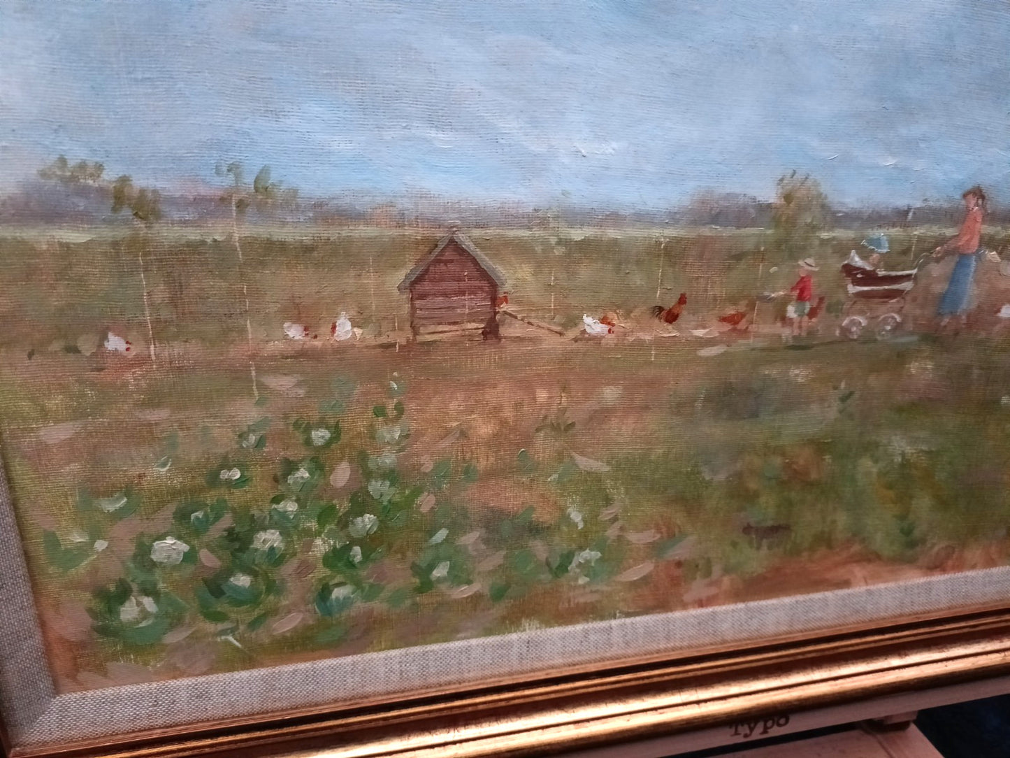 PETER JAMIESON Oil Painting "Dr Humphrey and Monty going to feed the chickens"
