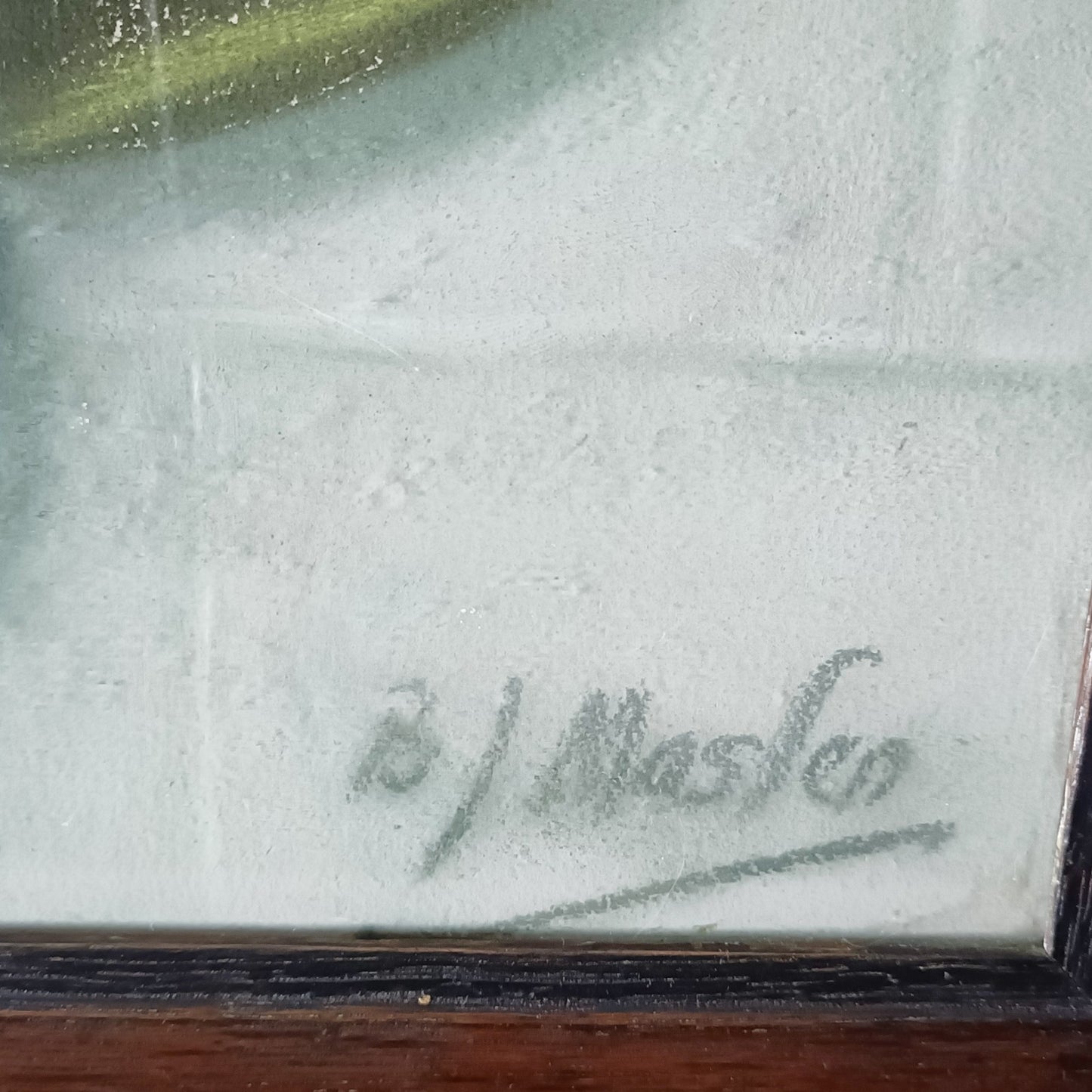 B.J. MASLEN  Original Pastel and Chalk "Ten green bottles"