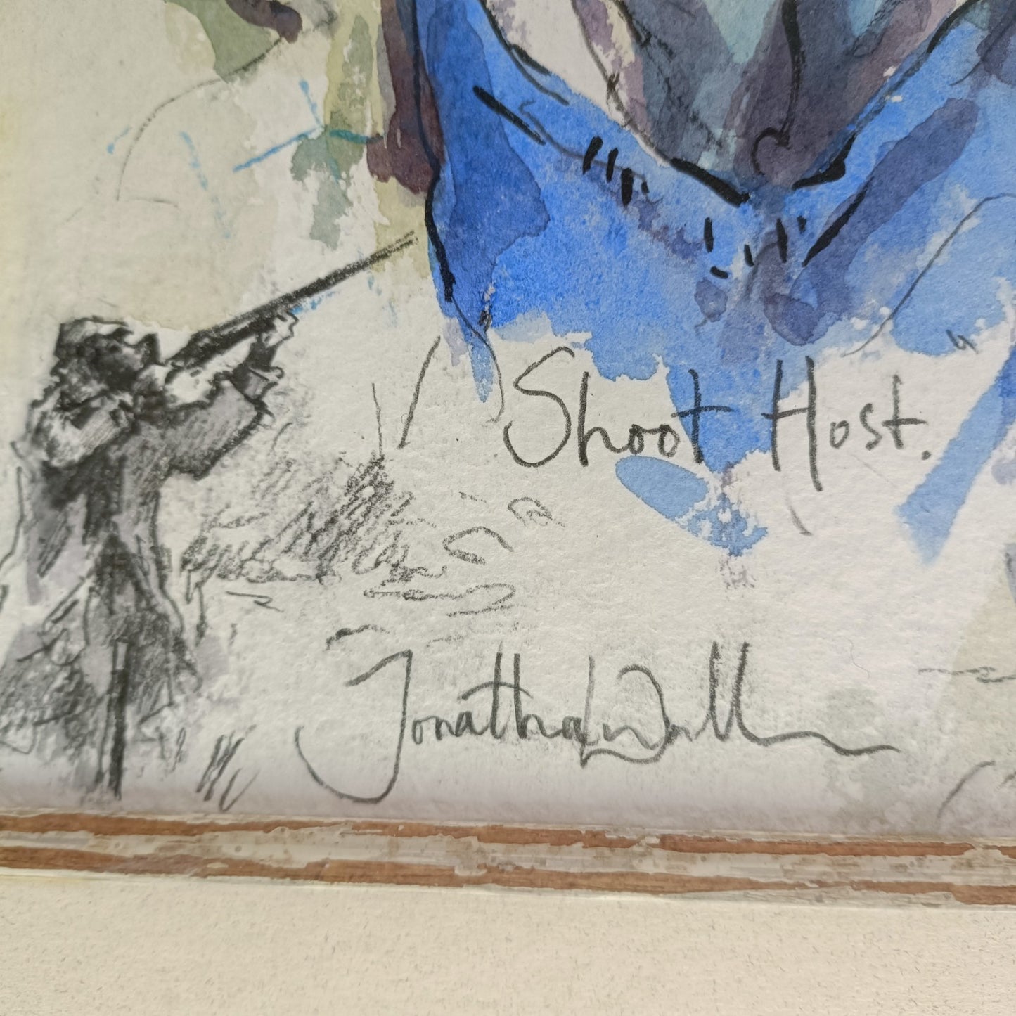 JONATHAN WALKER Framed Signed Original Watercolour "Shoot Host"