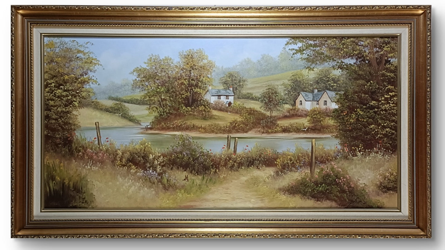 Terry Heath Signed Framed Original Oil on canvas Painting, Large.