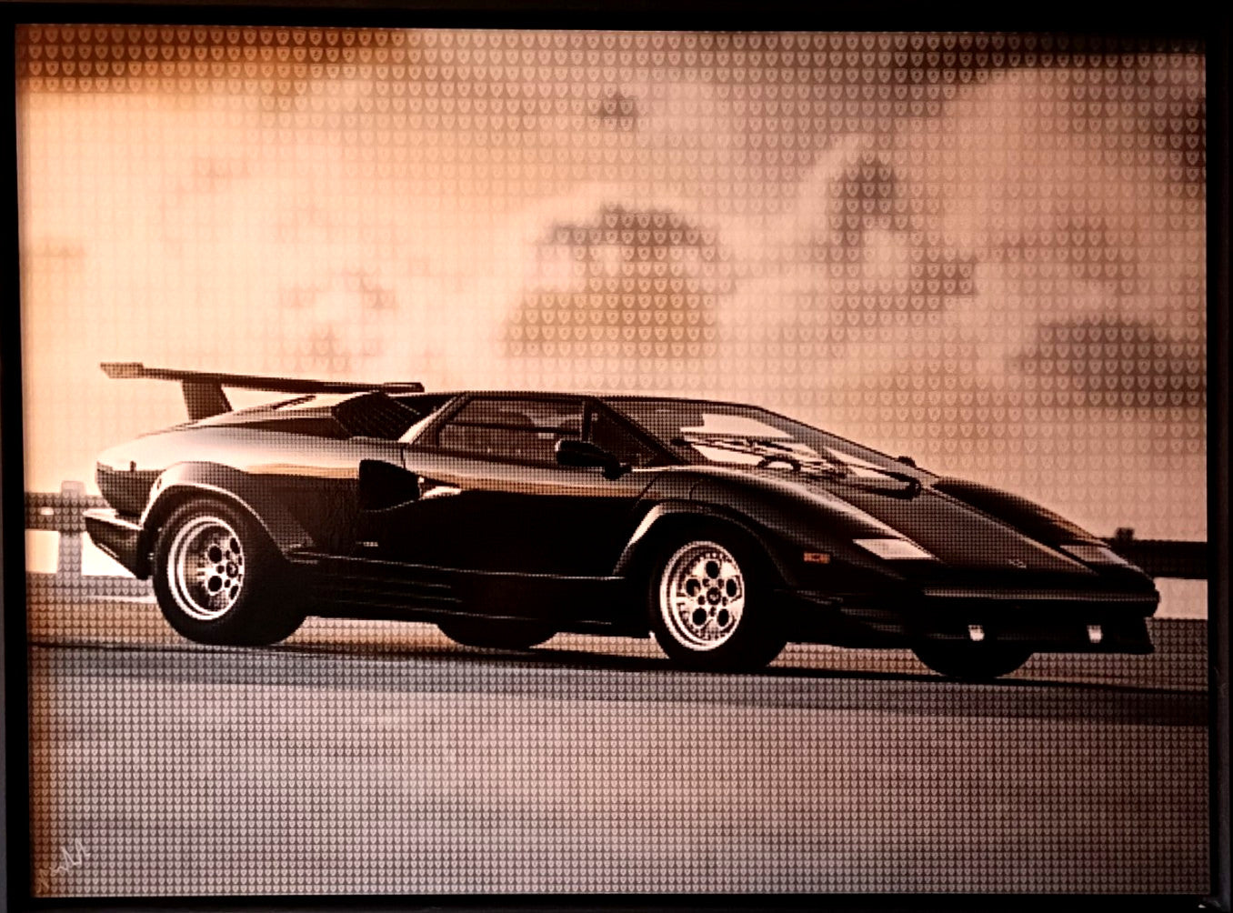 NICK HOLDSWORTH Large Framed Original Mixed Media "Lamborghini" - Curated Treasures