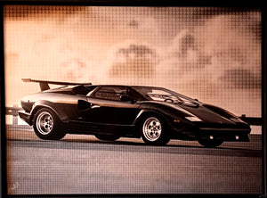 NICK HOLDSWORTH Large Framed Original Mixed Media "Lamborghini"