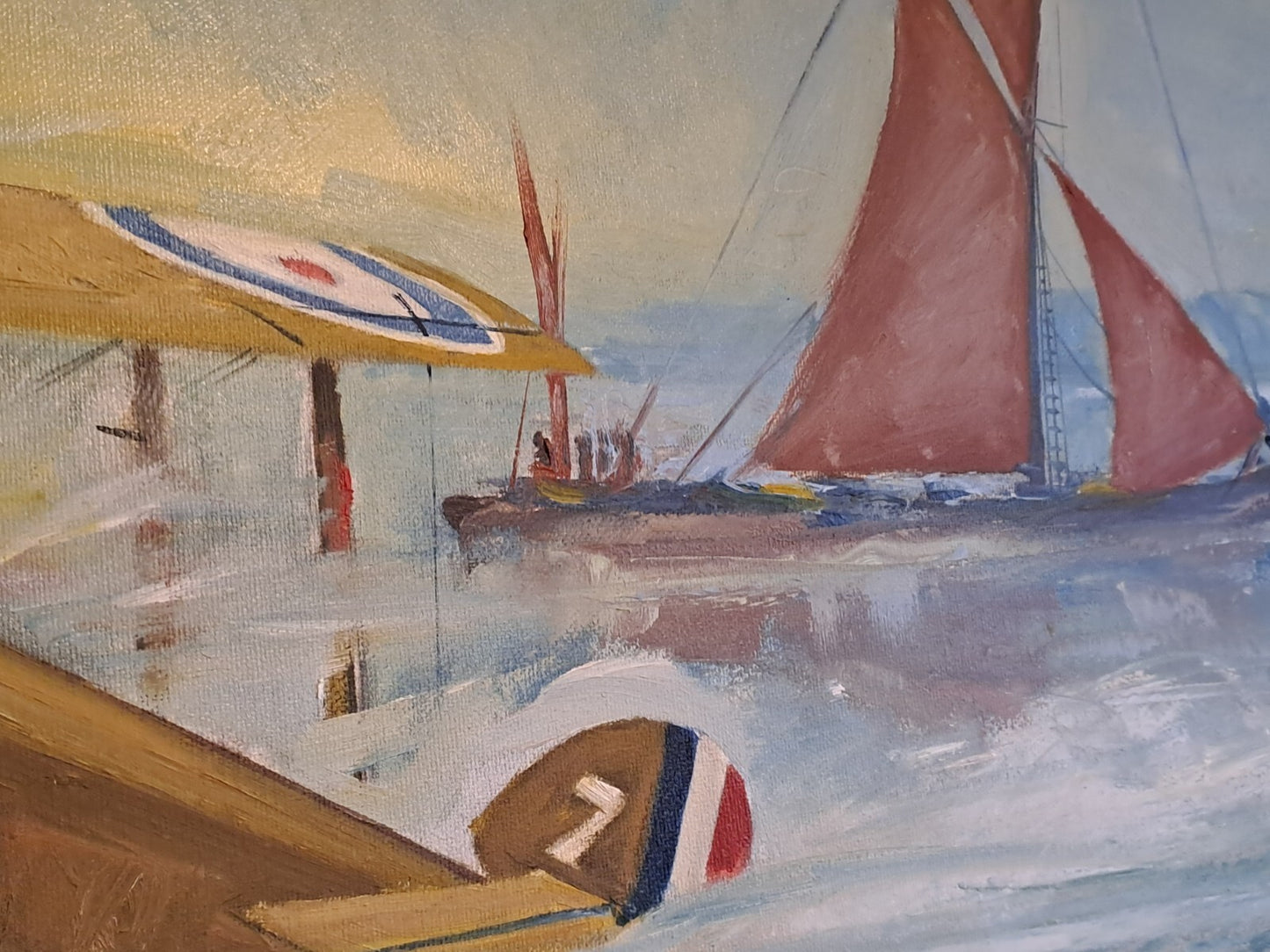 NOEL A BRAY Original Oil Painting on Board "Sopwith camel crash landing"