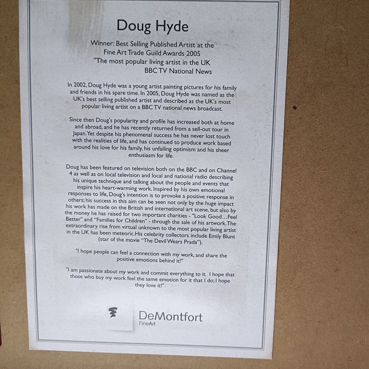 Limited edition framed print "The Dog Walker" by Doug Hyde, numbered 265 of 295, featuring a detailed illustration of a dog walker.