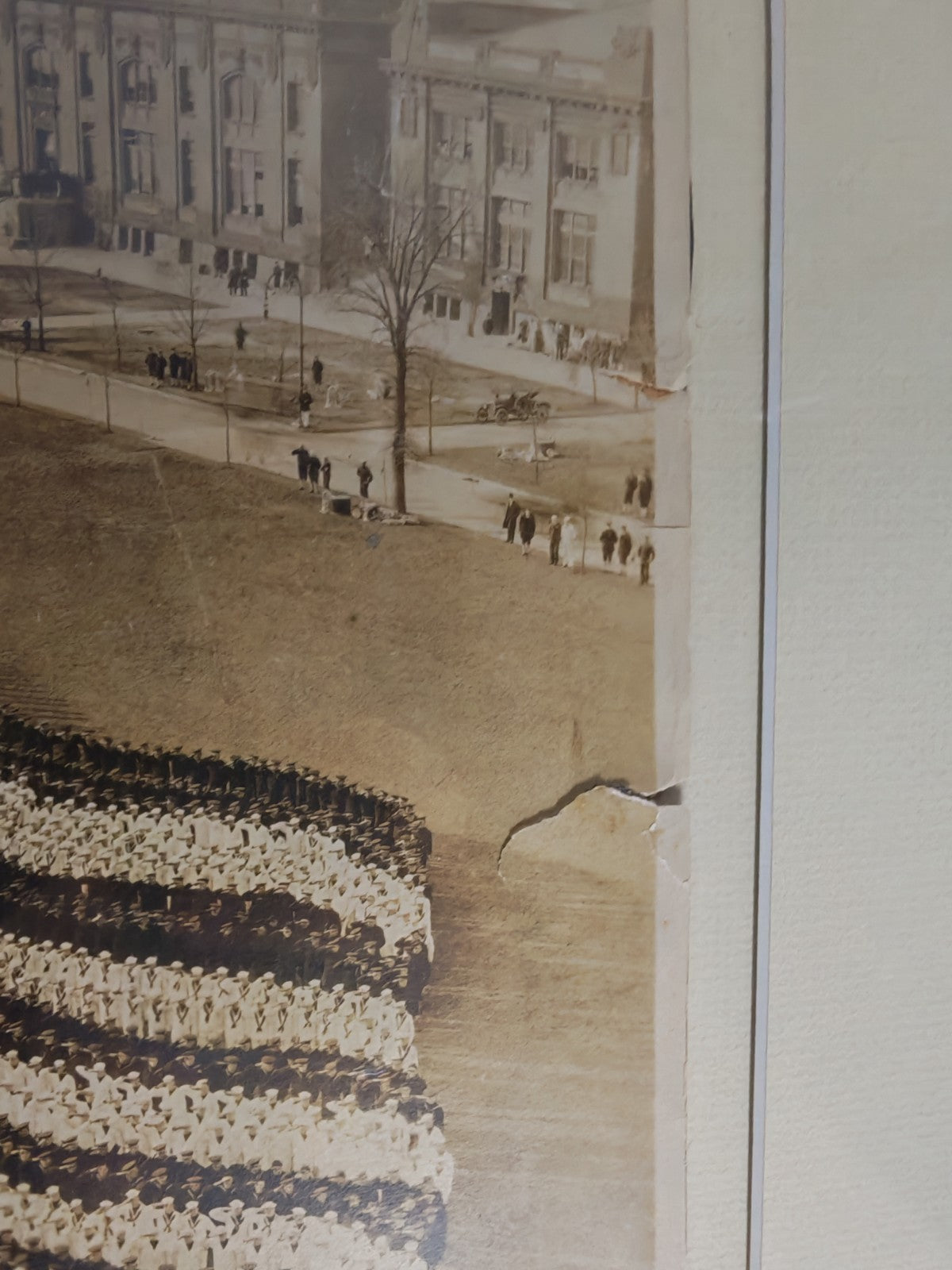 1917 WWI Living Flag Photo of 10,000 Sailors Great Lakes Naval Training Station