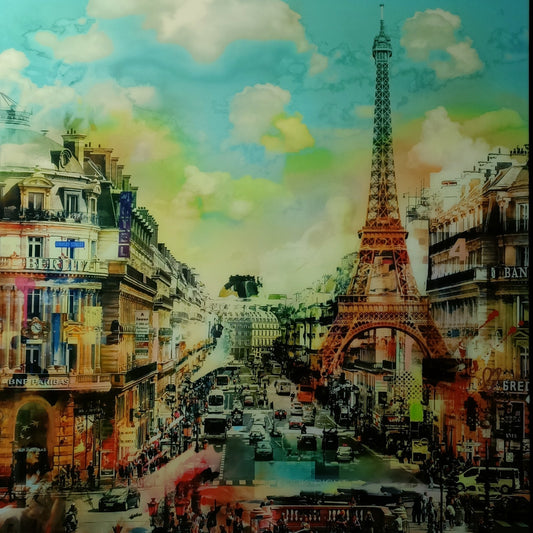 PACO RAPHAEL  Framed, Signed Original Mixed Media "C'est La Vie" Paris