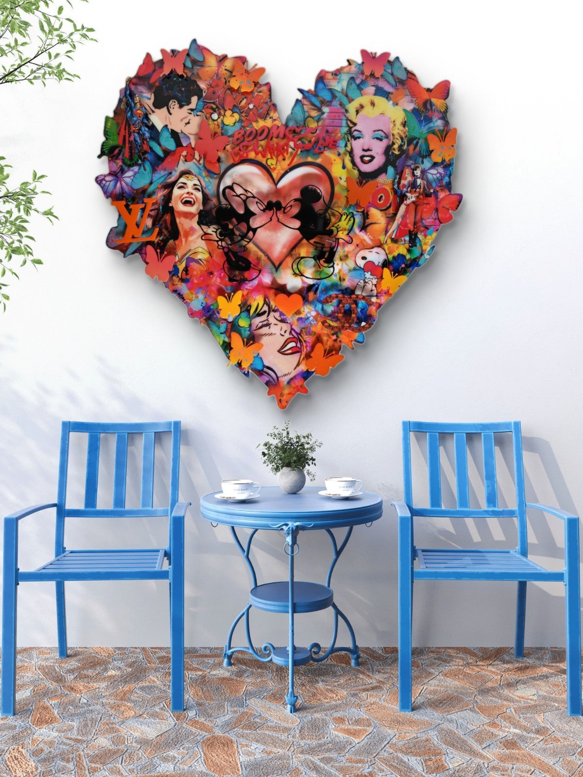 URI DUSHY "Iconic Heart" Large Signed Original Mixed Media