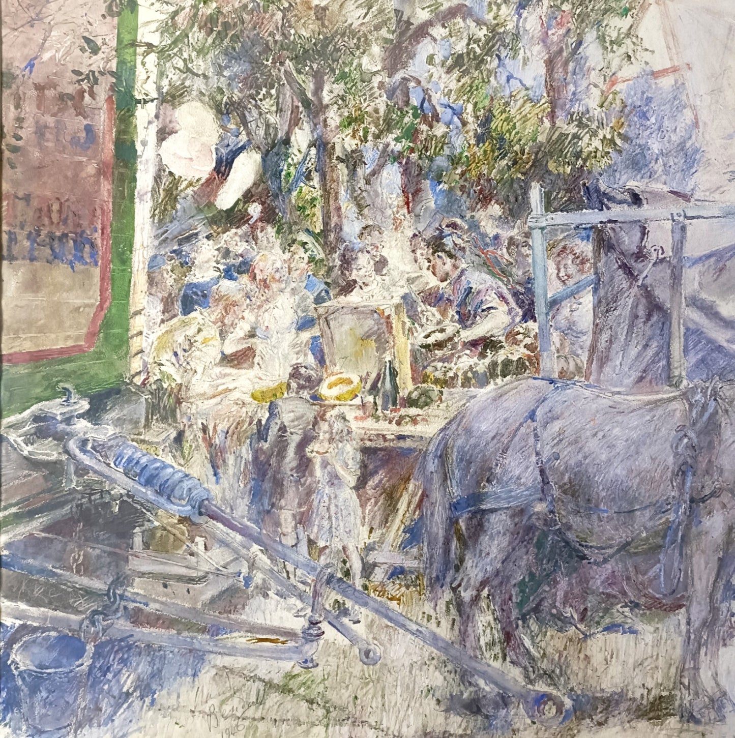 CLAUDE BENDALL (1891-1970) Original Signed Gouache Painting, "Fete Day"