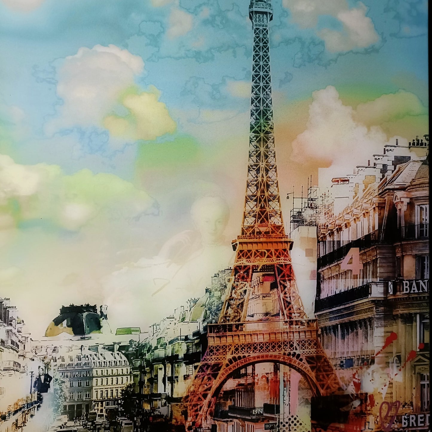 PACO RAPHAEL  Framed, Signed Original Mixed Media "C'est La Vie" Paris