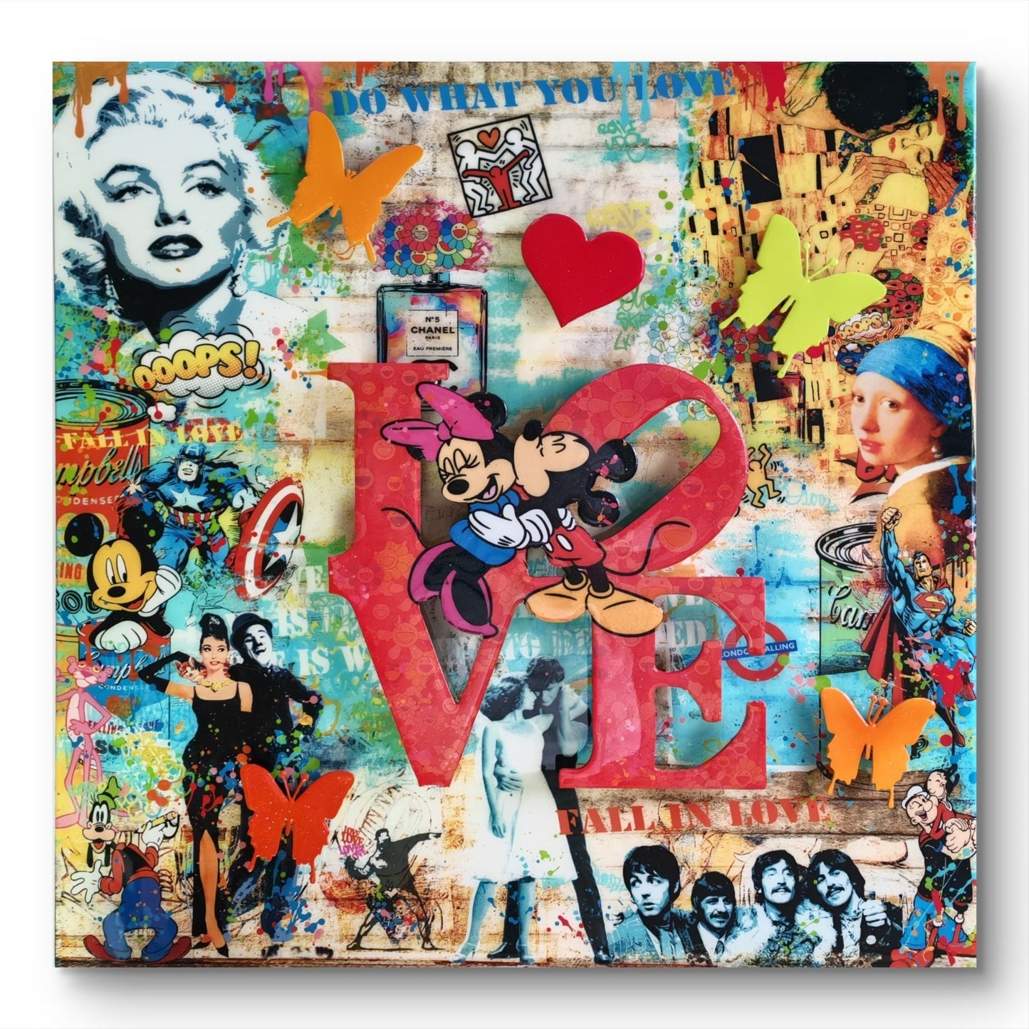 URI DUSHY  Signed Original Mixed Media On Aluminium Panel, "Love V"