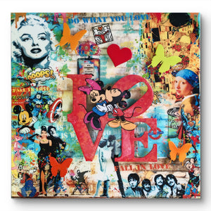 URI DUSHY  Signed Original Mixed Media On Aluminium Panel, "Love V"