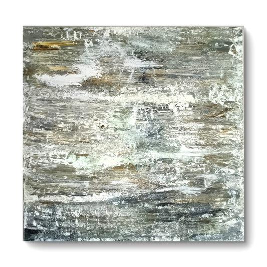 Large Curated Treasures acrylic abstract painting, 80cm x 80cm, featuring vibrant, textured brushstrokes and modern art design.