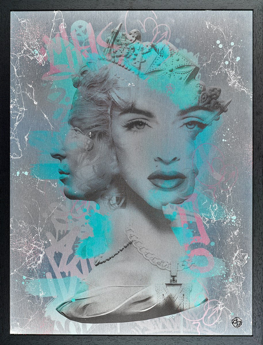 DAN PEARCE Framed Original Mixed Media "Queen Madonna II" - Curated Treasures