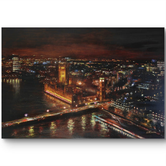 Large limited edition canvas print of Lesley Anne Derks's "Symphony of Lights" by Curated Treasures, numbered 40 of 95.